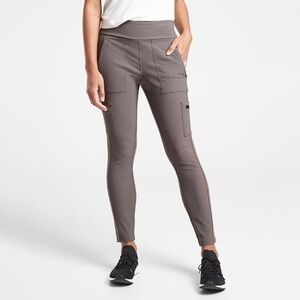 Athleta Headlands Hybrid Cargo Outdoor Hiking Pull-On Pants Shale Grey Beige 2